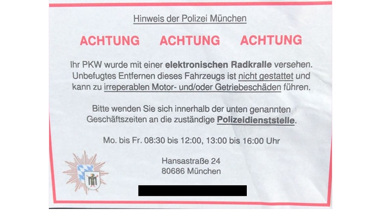 Gefälschte Polizei-Hinweiszettel