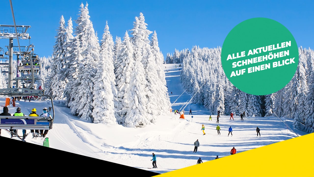Alle Skigebiete mit Schneehöhen für Deutschland, Österreich und Italien