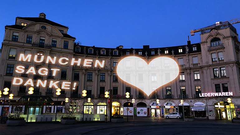 Beleuchtungsaktion: München sagt Danke