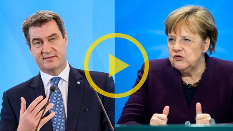 Hier live im Video: Angela Merkel und Markus Söder geben ein Pressekonferenz ab ca. 16:15 Uhr