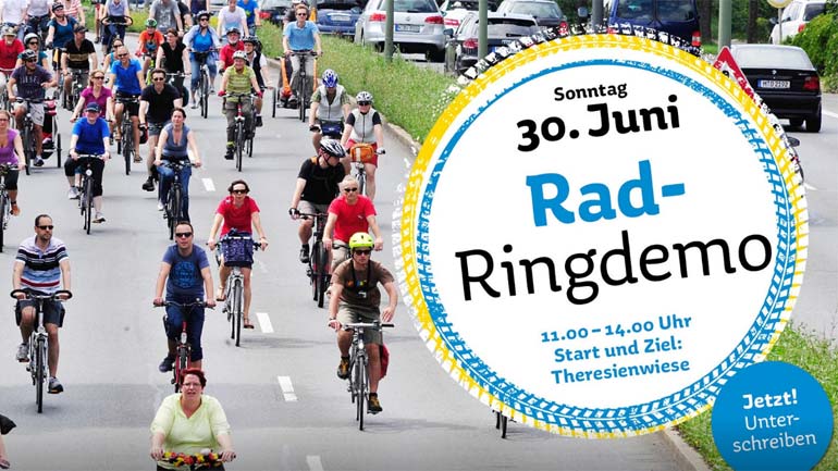 Erste Rad-Ring-Demo für sicheres Radfahren in München