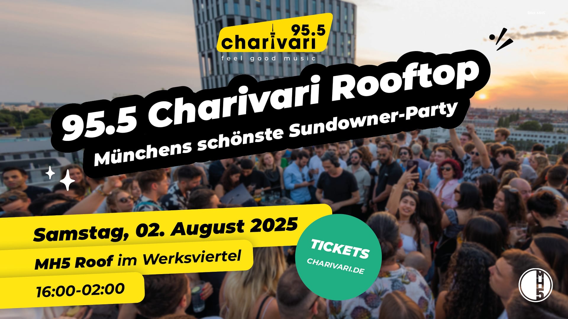 95.5 Charivari Rooftop: Münchens schönste Sundowner-Party – im MH5 Roof