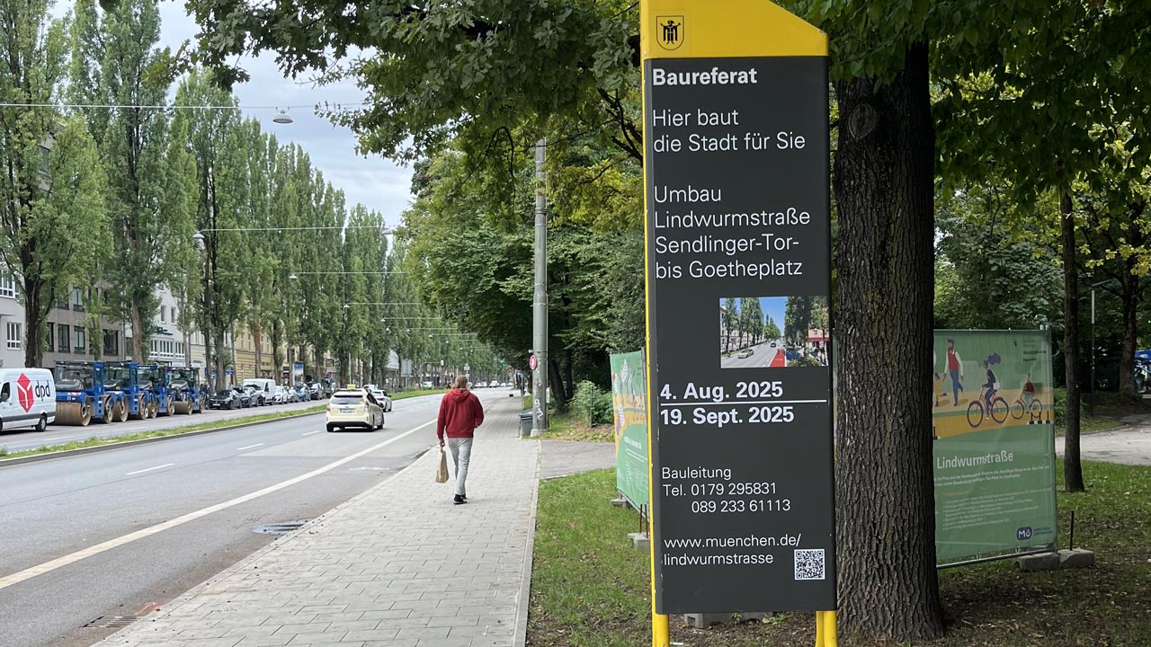 Lindwurmstraße: Neue Bauphase mit Vollsperrung ab Oktober